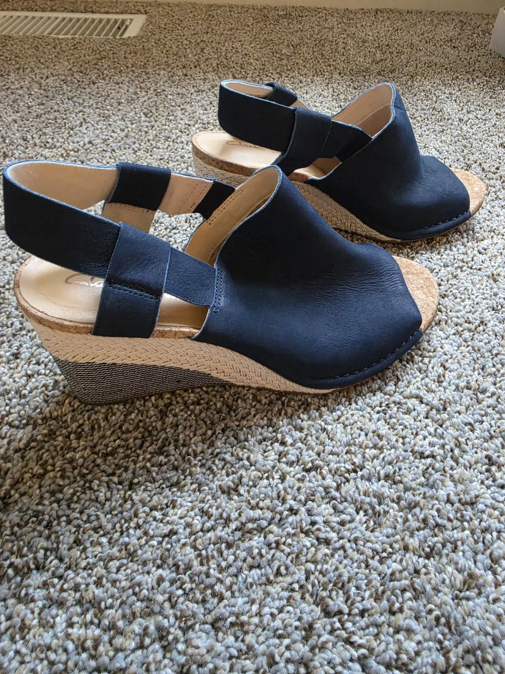 Clarks Navy Blue Wedge Slingback Espadrille